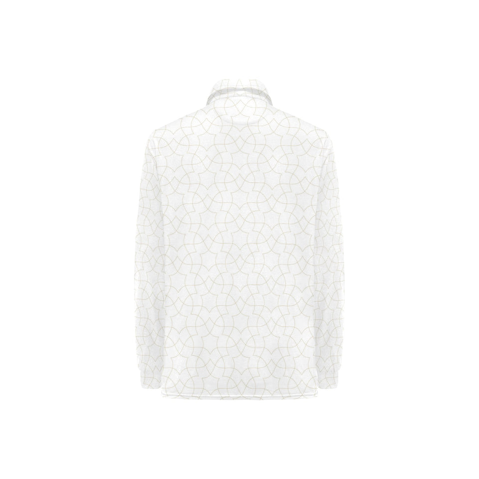 arabic white pattern Women's Long Sleeve Polo Shirt