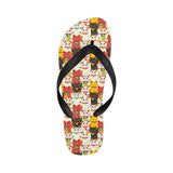 Colorful Maneki neko cat pattern Unisex Flip Flops