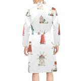windmill design pattern Men's Long Sleeve Belted Night Robe