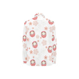 Daruma japanese wooden doll cherry blossom flower Women's Long Sleeve Polo Shirt