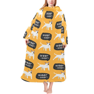 Bull Terrier Pattern Print Design 03 Blanket Robe with Sleeves