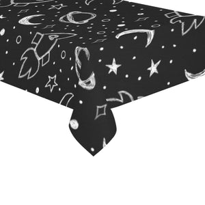 Hand drawn space rocket star planet Tablecloth