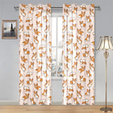 Cute Corgis Pattern pink background Gauze Curtain