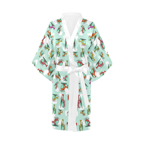 Helicopter design pattern Women's Short Kimono Robe