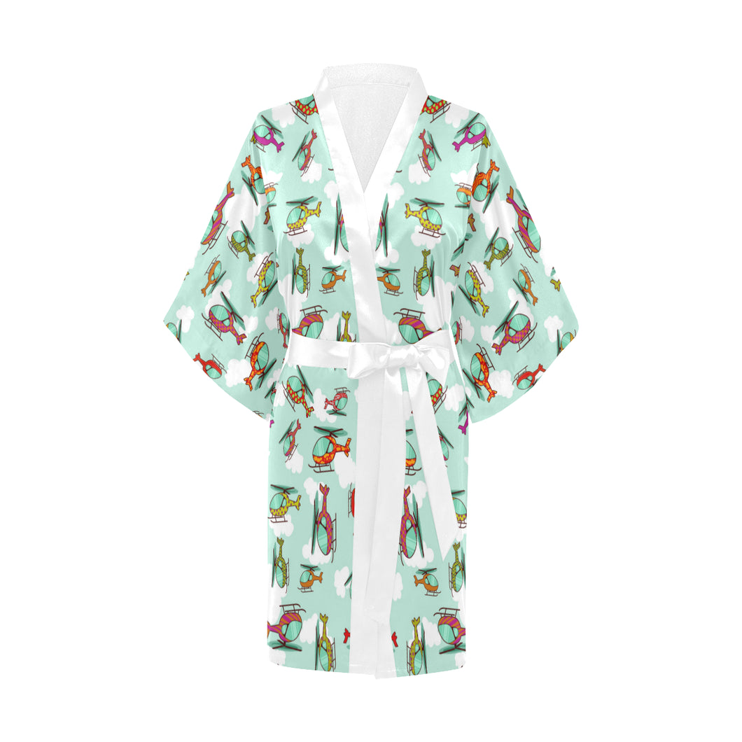 Helicopter design pattern Women's Short Kimono Robe