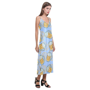 Beer pattern V-Neck Open Fork Long Dress