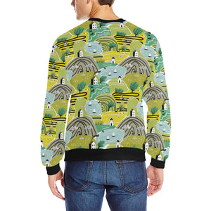 Hand drawn windmill pattern Men's Crew Neck Sweatshirt
