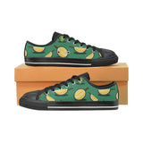 Durian pattern green background Men's Low Top Canvas Shoes Black
