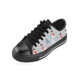 Snowman christmas  tree snow gray background Men's Low Top Canvas Shoes Black