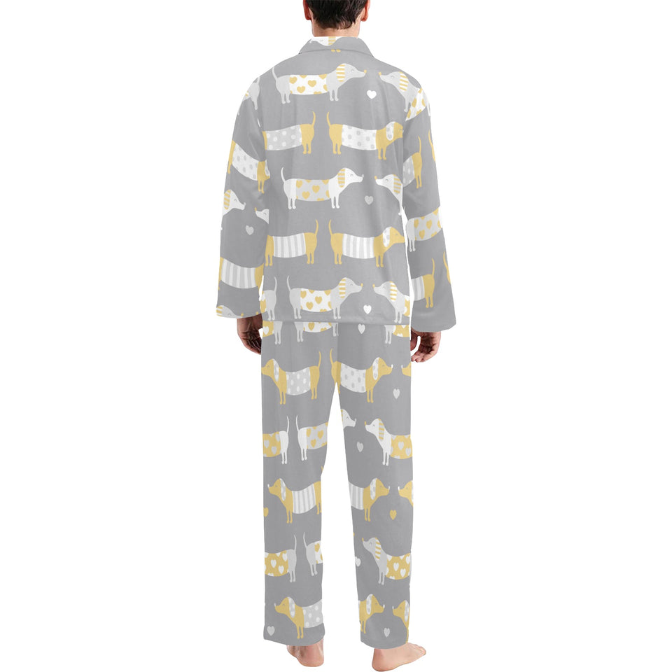 Cute dachshund dog pattern Men's Long Pajama Set