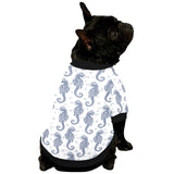 Seahorse pattern background All Over Print Pet Dog Round Neck Fuzzy Shirt