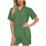 Crocodile Skin Printed Women's V-Neck Short Pajama Set