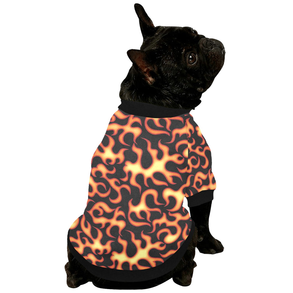 Fire flame dark pattern All Over Print Pet Dog Round Neck Fuzzy Shirt