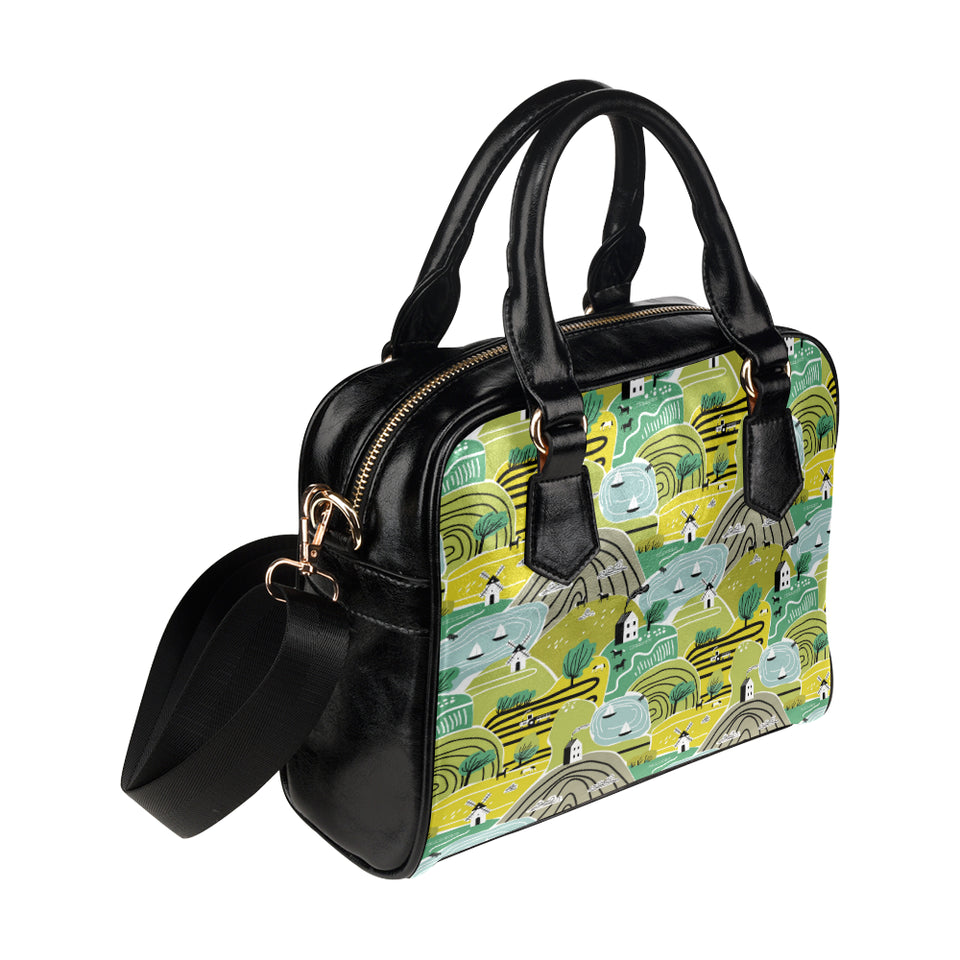 Hand drawn windmill pattern Shoulder Handbag