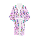 Cute ice cream cone animal pattern Women's Short Kimono Robe