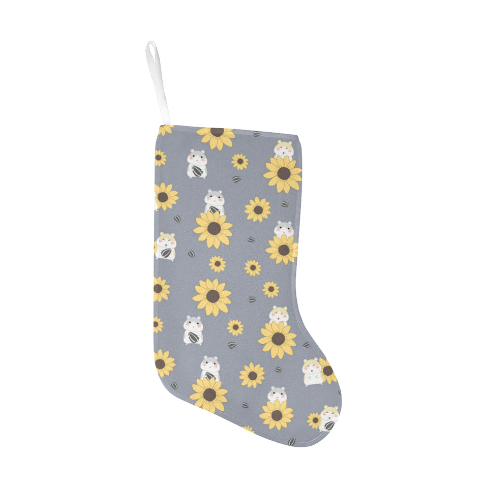 Cute hamster sunflower pattern background Christmas Stocking