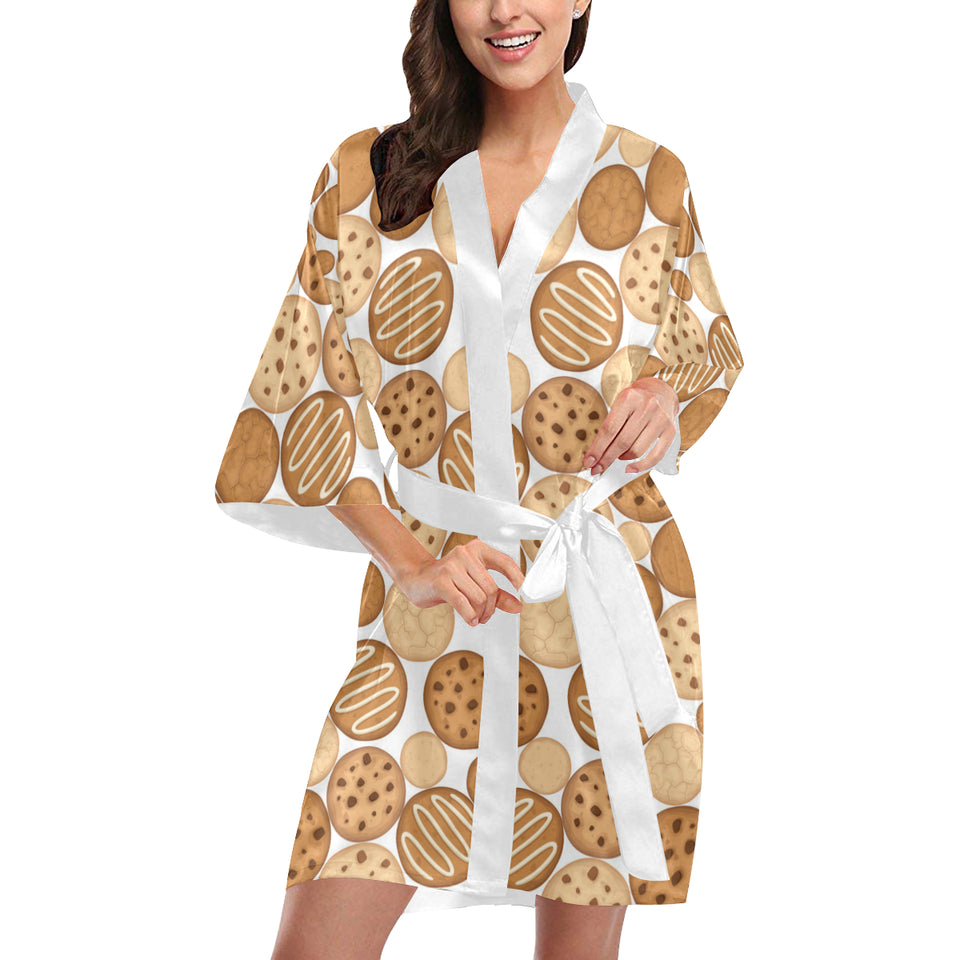 Various cookie pattern Women's Short Kimono Robe