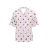 Yorkshire Terrier Pattern Print Design 02 Women's All Over Print Hawaiian Shirt