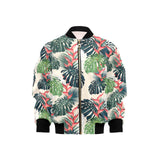 heliconia flowers, palm and monstera leaves Kids' Boys' Girls' Bomber Jacket
