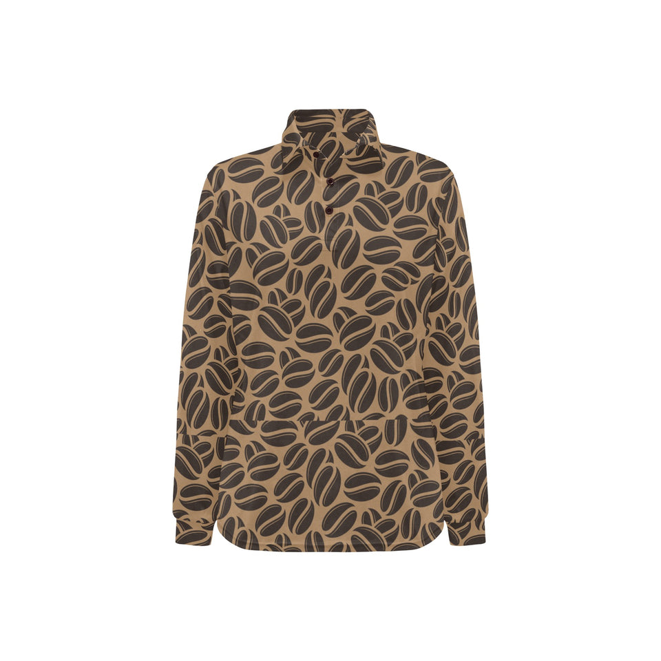 Coffee bean on brown background Women's Long Sleeve Polo Shirt