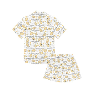 Golden Retriever Pattern Print Design 04 Kids' Boys' Girls' V-Neck Short Pajama Set