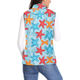 Blue red orange starfish pattern Women's Padded Vest