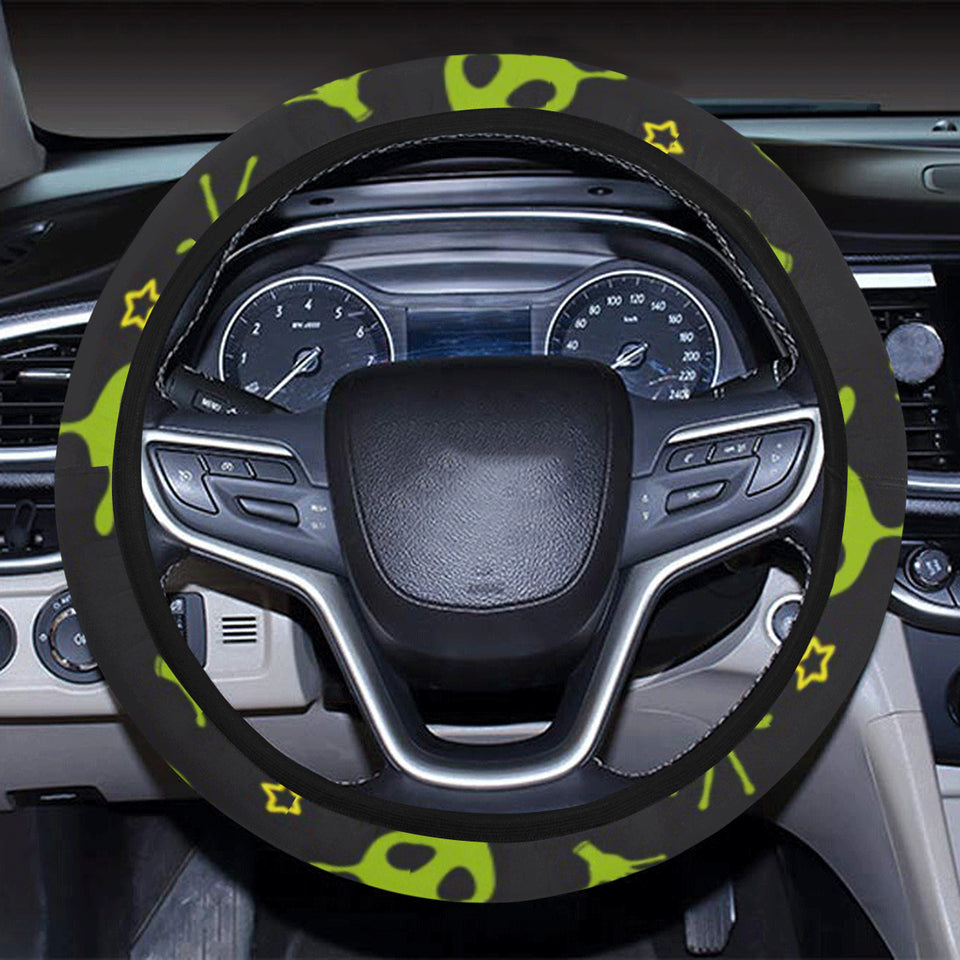 Alien Pattern Print Design 02 Car Steering Wheel Cover