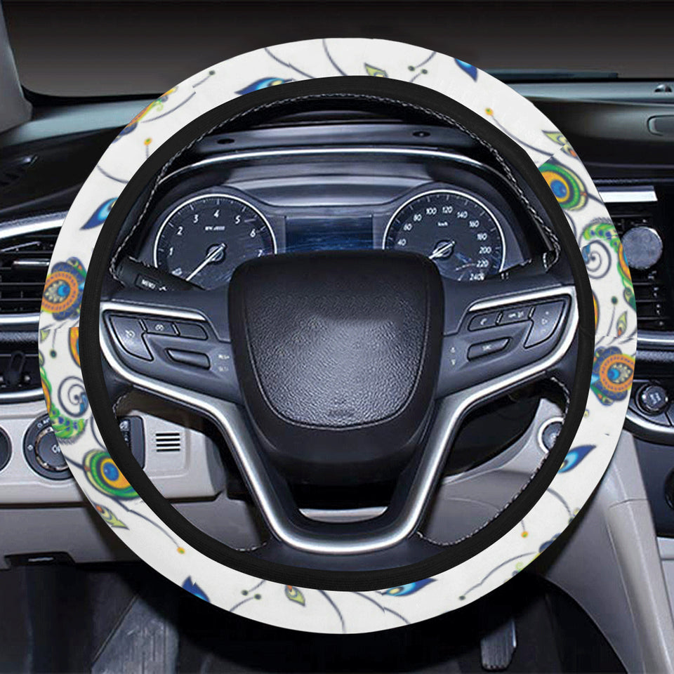 Peacock feather pattern Car Steering Wheel Cover