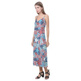 Hand drawn colorful starfish V-Neck Open Fork Long Dress