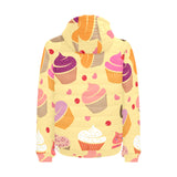 cake cupcake heart cherry pattern Men's Padded Hooded Jacket
