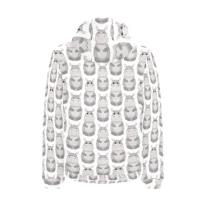 Hippopotamus Pattern Print Design 05 Men's Padded Hooded Jacket