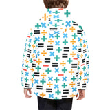Math Pattern Print Design 05 Kids' Boys' Girls' Padded Hooded Jacket