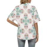 Square floral indian flower pattern Women's All Over Print Hawaiian Shirt