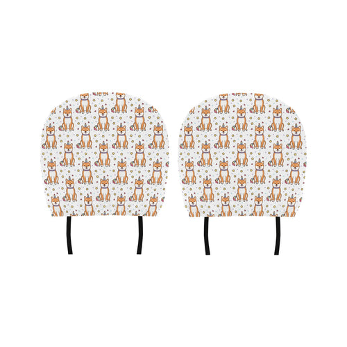 shiba inu unicorn costume horn colorful tail patte Car Headrest Cover