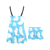 Cute white sea lion seals pattern Chest Sexy Pleated Two Piece Swim Dress