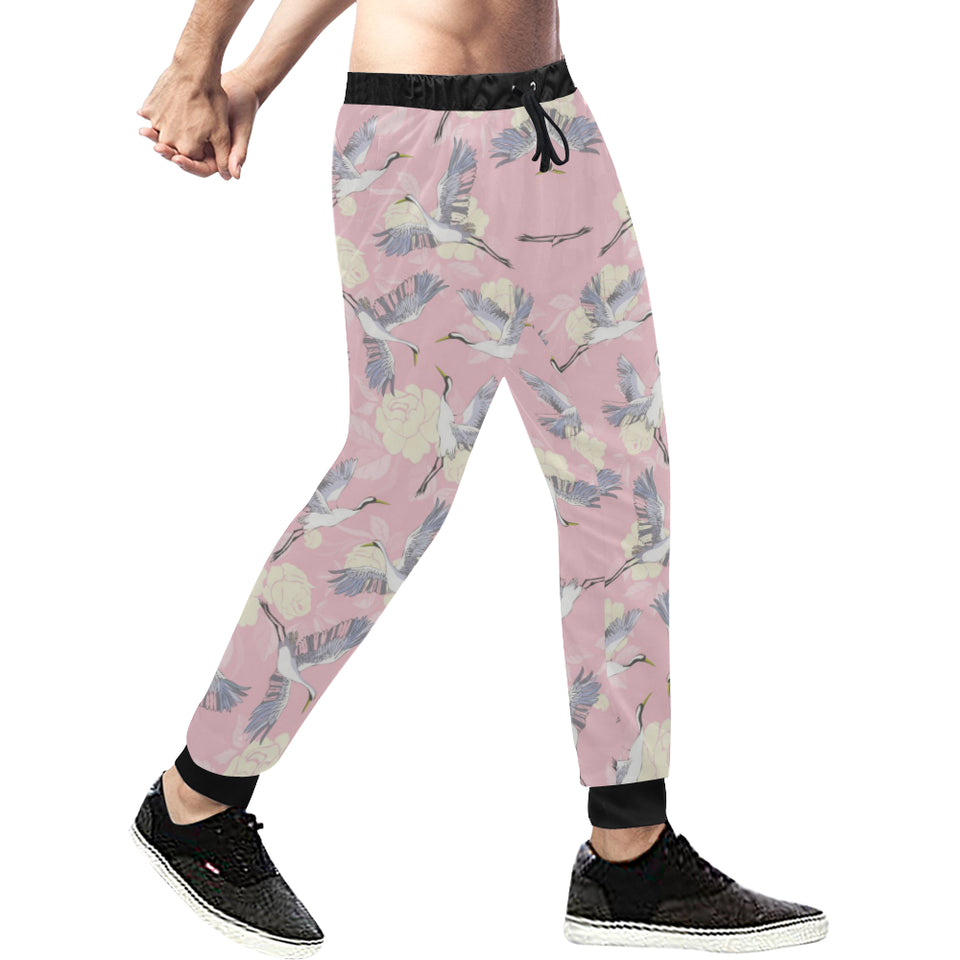 Japanese crane rose pattern Unisex Casual Sweatpants