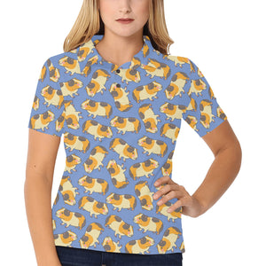 Guinea Pig Pattern Print Design 02 Women's All Over Print Polo Shirt