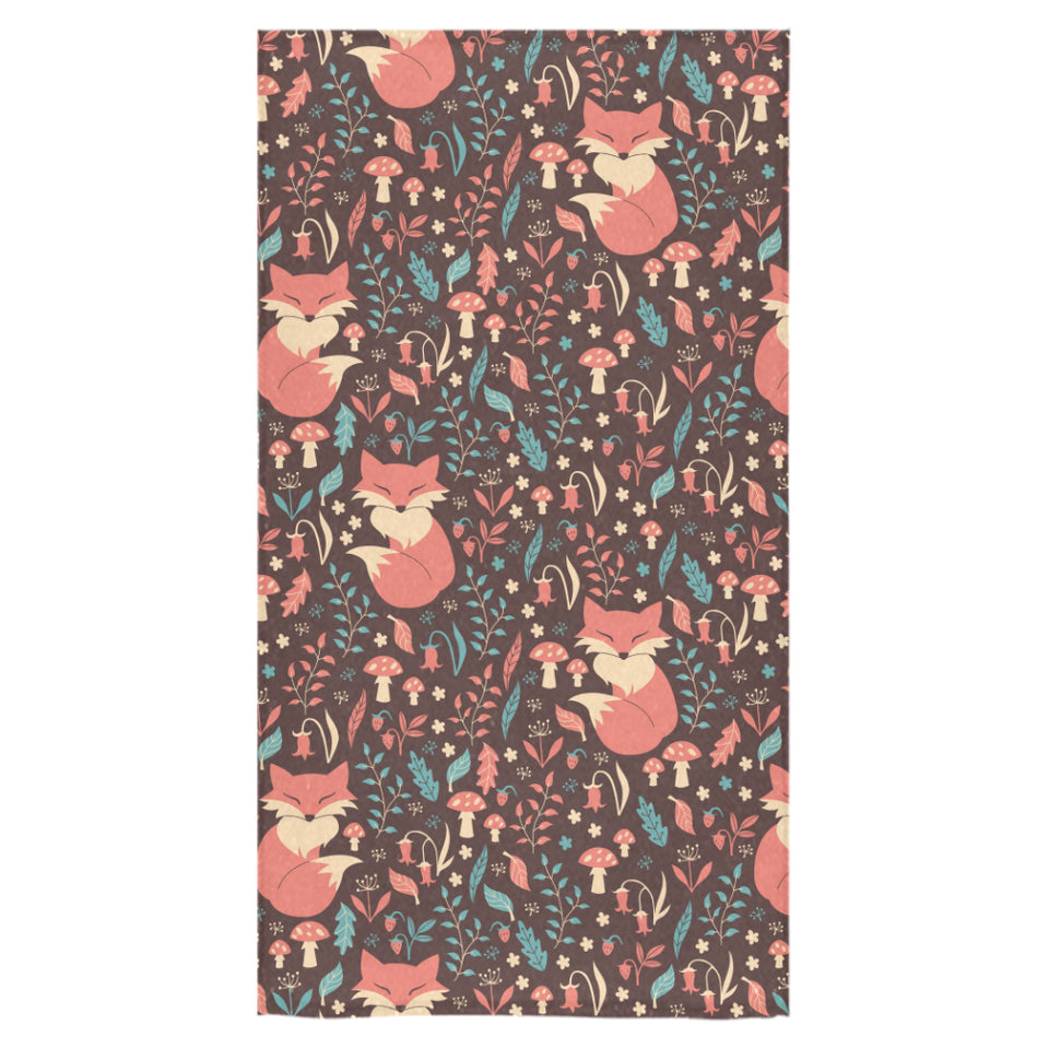 fox leaves mushroom pattern Bath Towel