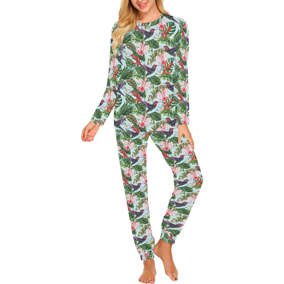 Hummingbird Pattern Print Design 05 Women's All Over Print Pajama Set