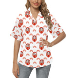 Daruma japanese wooden doll design pattern Women's All Over Print Hawaiian Shirt