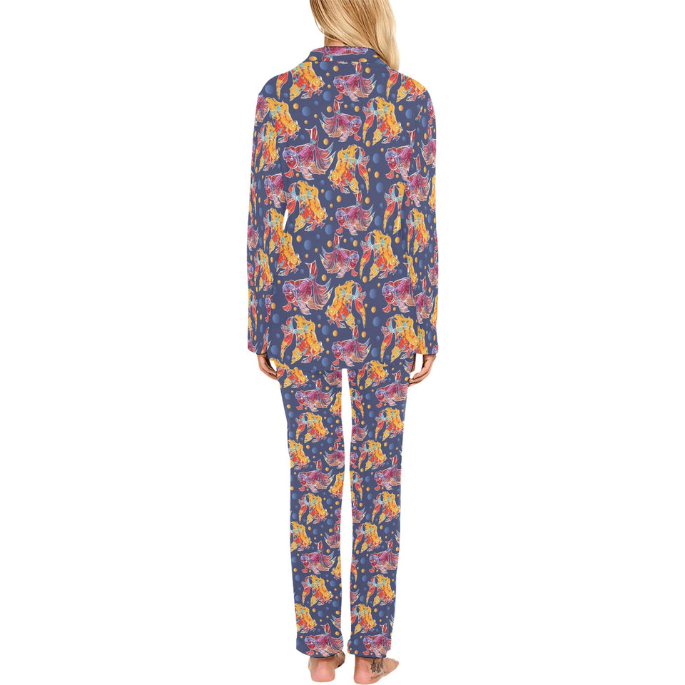 Goldfish Pattern Print Design 05 Women's Long Pajama Set