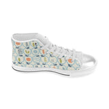 apples leaves pattern Women's High Top Canvas Shoes White