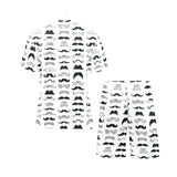 Mustache Beard Pattern Print Design 04 Men's V-Neck Short Pajama Set