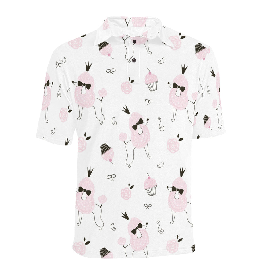Poodle dog rose cake pattern Men's All Over Print Polo Shirt