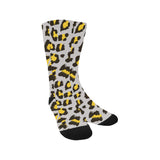 Gray Leopard print pattern Crew Socks