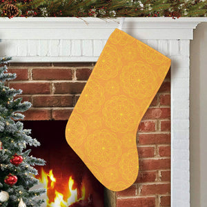 Orange traditional indian element pattern Christmas Stocking