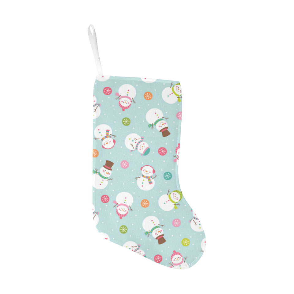 Cute snowman snowflake pattern Christmas Stocking