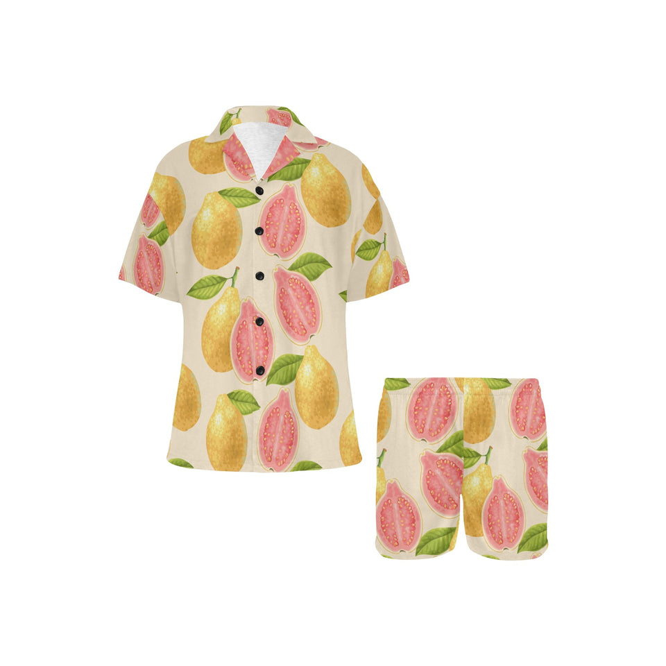 Beautiful guava pattern Women's V-Neck Short Pajama Set