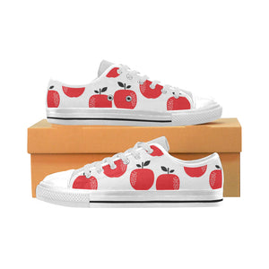 red apples white background Men's Low Top Shoes White