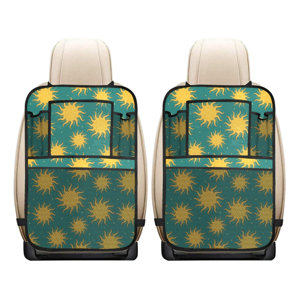 Sun green background Car Seat Back Organizer